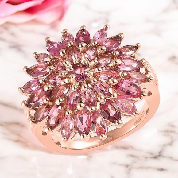 Jewelry - Morro Redondo Pink Tourmaline Floral Spray Vermeil Rose Gold Over Sterling 2.4ct